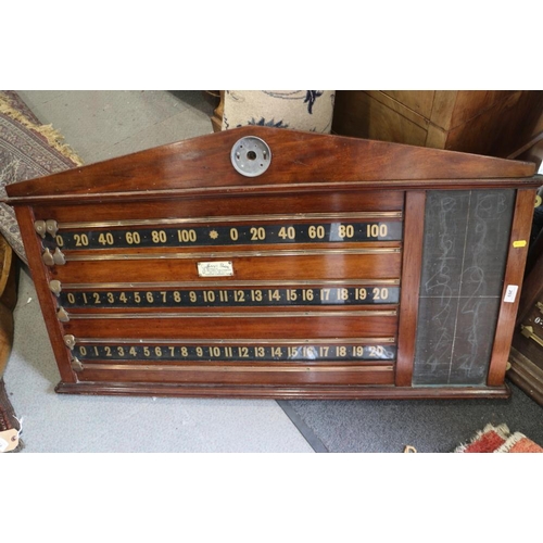 203 - Two wooden snooker scoreboards, a selection of cue rests and other snooker accessories