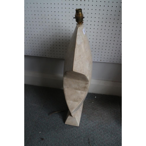 214 - A marble effect shaped table lamp, 23 3/4