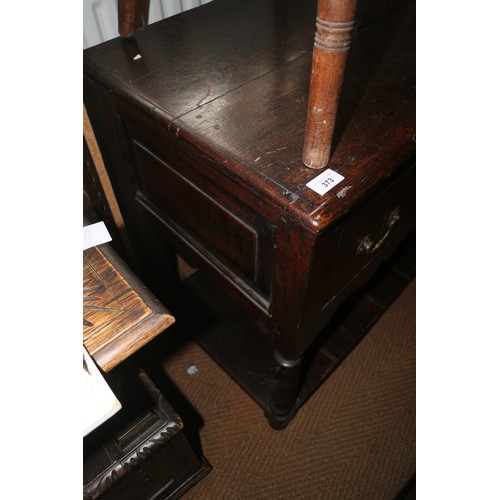 373 - An 18th century oak dresser base, fitted three drawers over pot board, on turned supports, 68