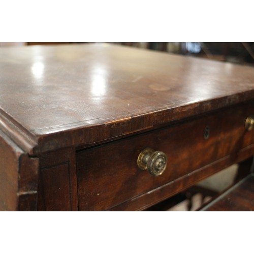 411 - A pair of 19th century mahogany Pembroke tables, fitted one drawer with brass knob handles, on turne... 