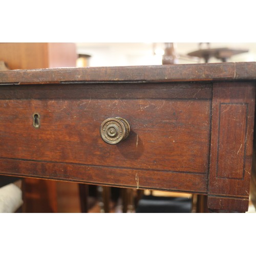 411 - A pair of 19th century mahogany Pembroke tables, fitted one drawer with brass knob handles, on turne... 