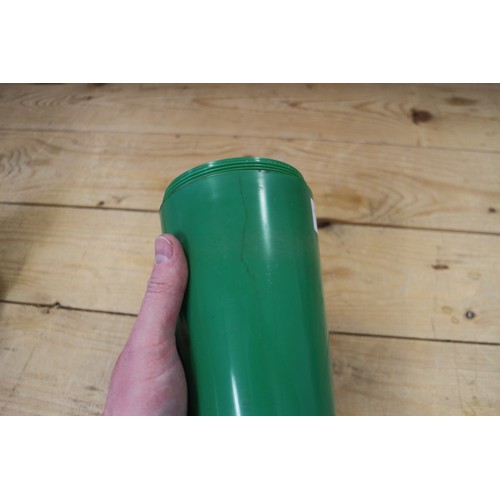 259 - A green plastic and silver plate mounted cocktail shaker, 11