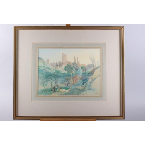 321 - A pair of early 20th century watercolour studies, Italian scenes with figures and livestock, monogra... 