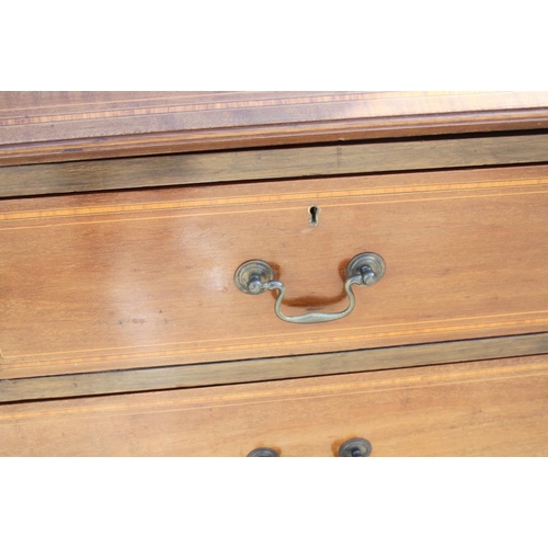 402 - A late 19th century kingwood banded, box and ebony strung bureau bookcase, the upper section enclose... 