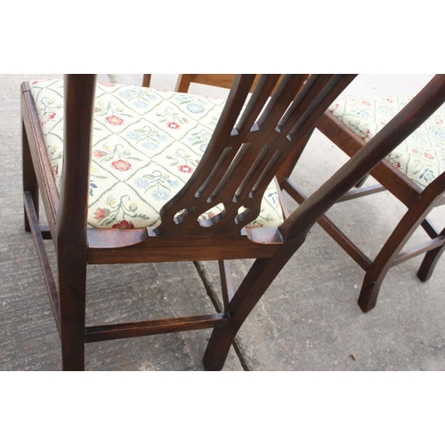 468 - A pair of early 19th century provincial fruitwood side chairs with splint backs and drop-in seats an... 