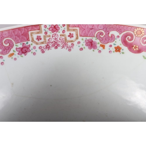 105 - A 19th century Chinese export famille rose bowl, 9