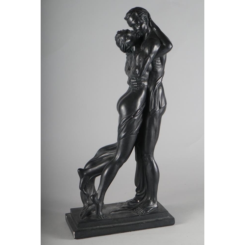 203 - An Austin Sculpture black plaster figure group of lovers, 