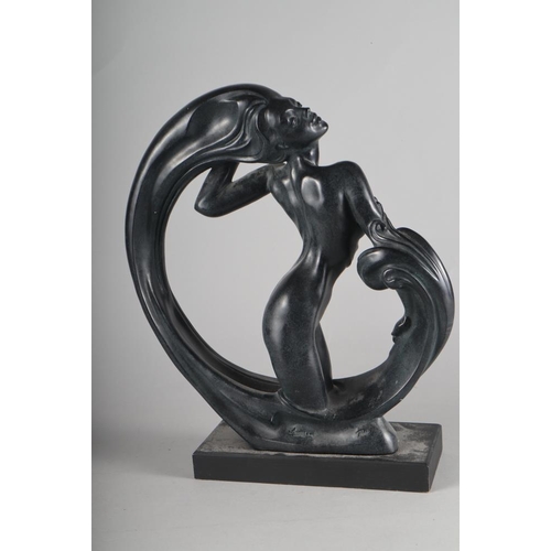 206 - An Austin Sculpture bronzed figure of a stylised three-quarter length nude in a wave, 17