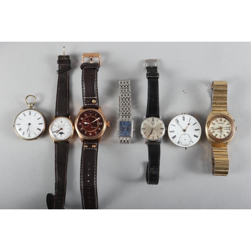 271 - A gentleman's Seiko Bell Matic gilt metal bracelet watch, five other wristwatches, a fob watch and a... 