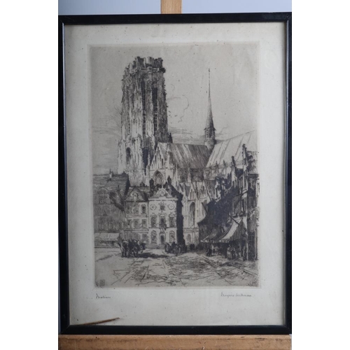 288 - Marjorie Williams: watercolours, Amiens Cathedral from the North, monogrammed and dated 1923, 12