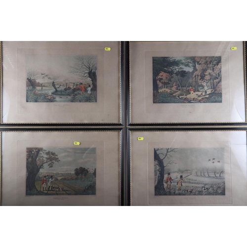 291 - Havell, by and after: a set of four 19th century coloured shooting prints, in Hogarth frames