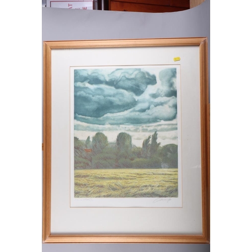 294 - Olivia Massy: three signed coloured prints, Tuscan landscapes, and a similar print, farmhouse and po... 