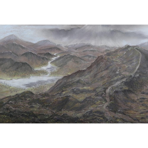 322 - Kenneth Johnson: a pair of pastels, views of Loch Lomond, and a companion pastel, 