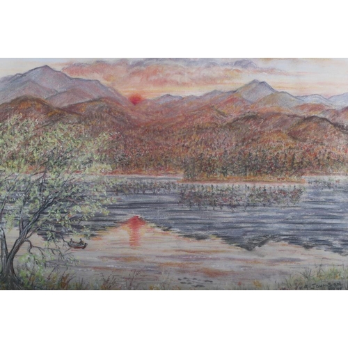 322 - Kenneth Johnson: a pair of pastels, views of Loch Lomond, and a companion pastel, 