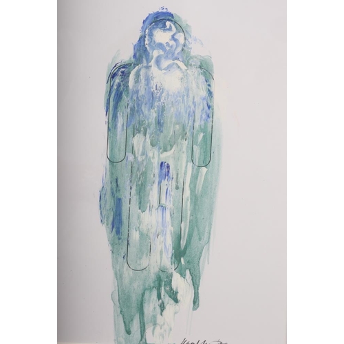 325 - † M Hambling, '09: a pair of watercolour and bodycolours, figure studies in green and blue, pencil s... 