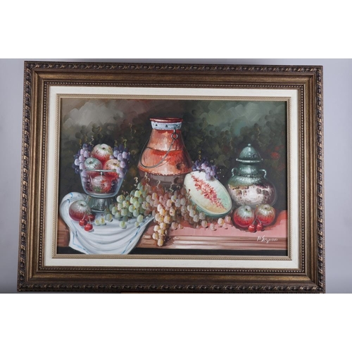 354 - M Seguso?: a pair of late 20th century oils, still lives, 18