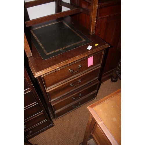 465 - A mahogany two-drawer filing cabinet with tooled leather top, 18