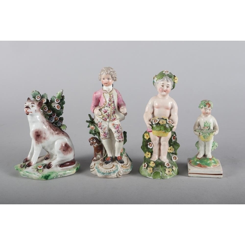 9 - A Derby figure of a boy with a dog, 5 1/2