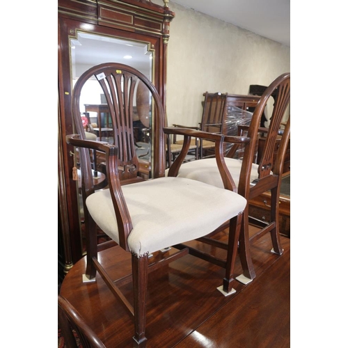 360 - A set of eight 19th century mahogany splat back dining chairs, upholstered in a cream fabric, on squ... 