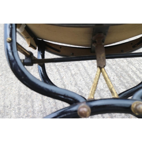 363 - A 19th century wrought iron and brass adjustable piano stool, by C H Hare & Son, Patent No 8969