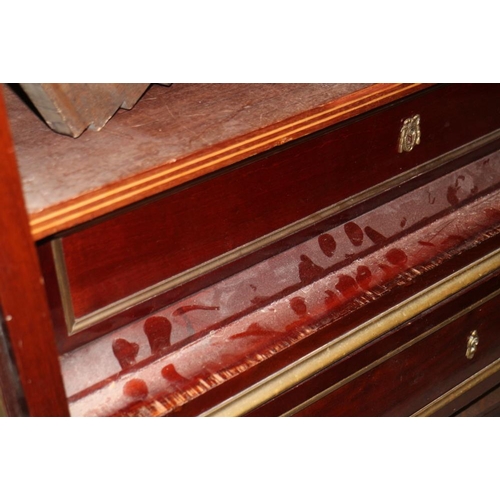 376 - A Napoleon III mahogany cupboard with shaped top, single door inset bevelled mirror enclosed hanging... 