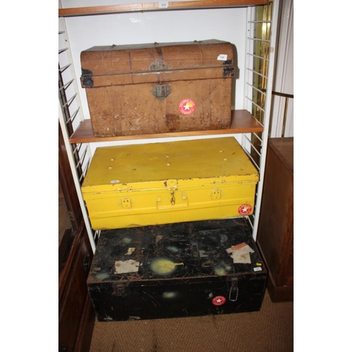 536 - A black metal uniform trunk, 35