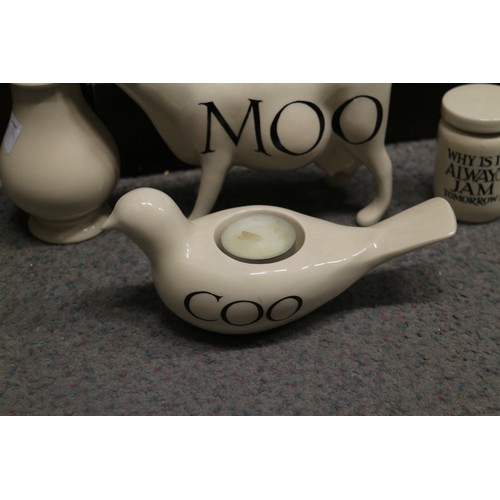 80 - Four Emma Bridgewater teapots, an Emma Bridgewater cow creamer and other similar china