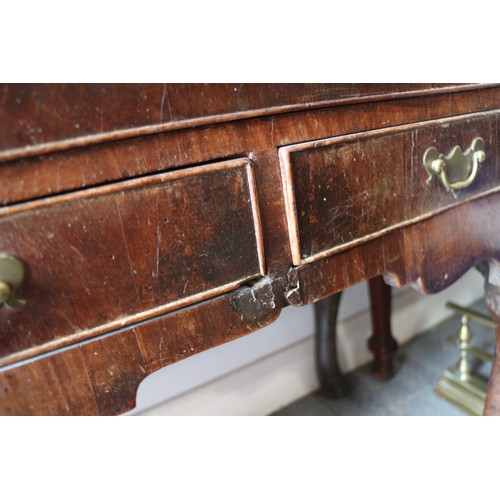 378 - An 18th century crossbanded mahogany lowboy, fitted three drawers, 30