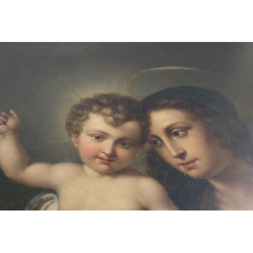 351 - T Franck after Old Masters: a 19th century oil on metal panel, Madonna holding Christ with Saint Joh... 