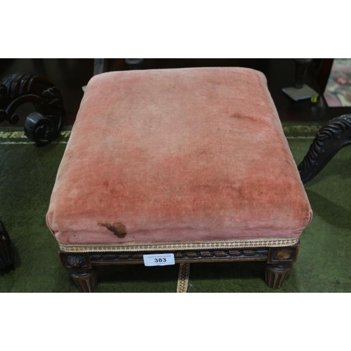 554 - A 19th century French rectangular footstool, upholstered in a red velvet, 14