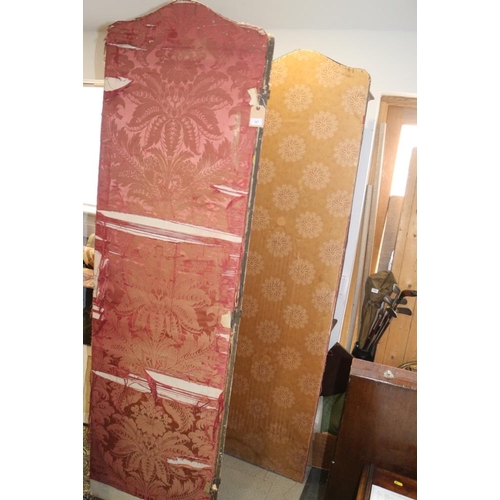 556 - A Victorian three-fold fabric covered screen (for restoration)