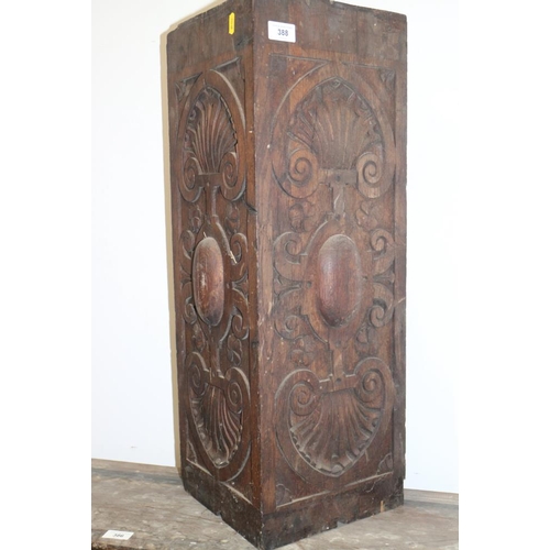 557 - A 19th century carved oak corner-piece of Renaissance design, 28