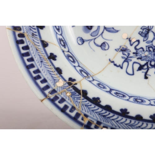 148 - Two Chinese blue and white octagonal plates with landscape decoration, two similar circular plates w... 