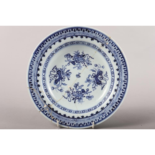 148 - Two Chinese blue and white octagonal plates with landscape decoration, two similar circular plates w... 