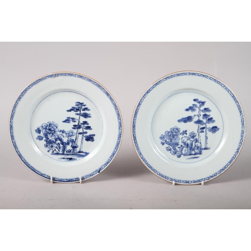 156 - Four 19th century Chinese export plates decorated flowers and trees, 9