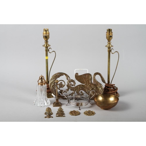 182 - A pair of brass table lamps, 13