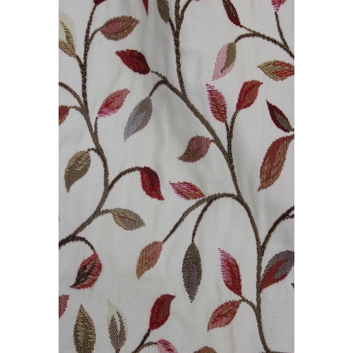 231 - Two pairs of lined curtains with embroidered leaf design on a cream fabric, 78