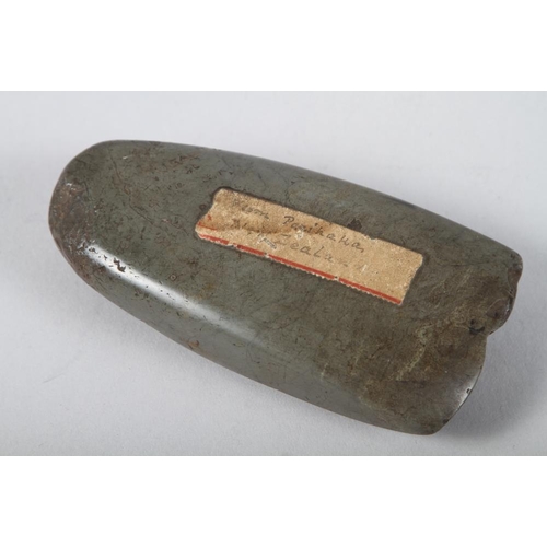 276 - A Maori carved hardstone axehead, collected from Parihaka circa 1880-90, 5 1/2