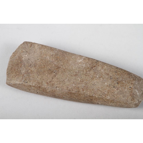 277 - A Maori hardstone axehead, collected from Leigh circa 1880-90, 6 1/2