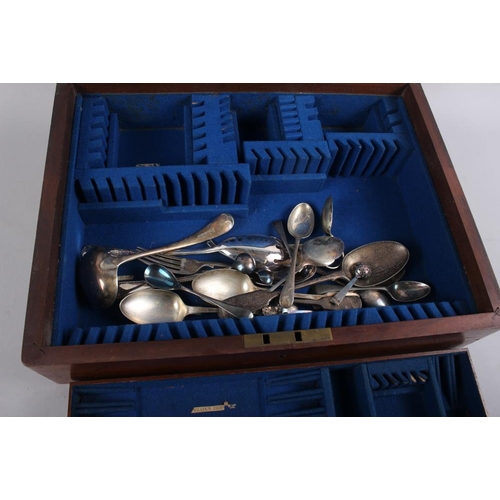 314 - A collection of silver plated flatware, various patterns, and a mahogany canteen