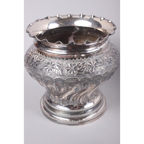 326 - A silver plated baluster vase with flared rim and embossed and engraved decoration, 5