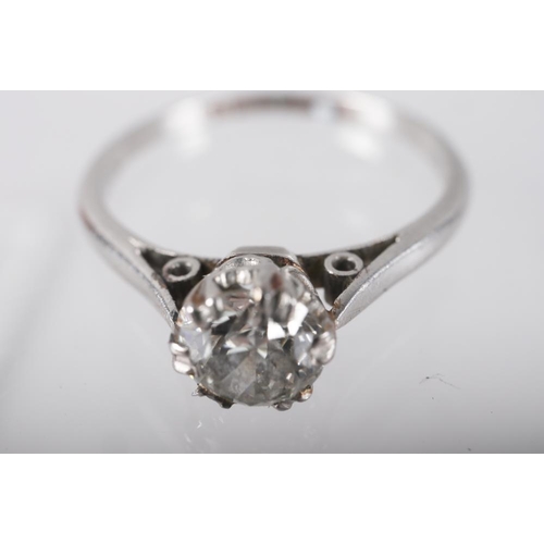 395 - A platinum diamond solitaire ring, diamond approximately half carat