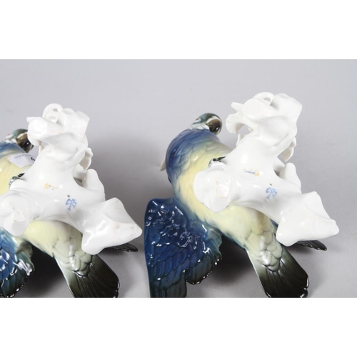 4 - Two Karl Ens porcelain models of crested birds with 