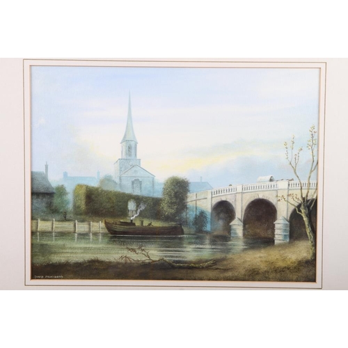 493 - David Prichard: a view of Wallingford Bridge, and five other watercolour and bodycolour studies, rur... 