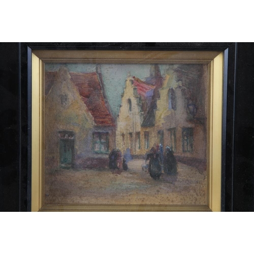 498 - A 19th century Dutch School watercolour, interior scene with figure, indistinctly signed, 6