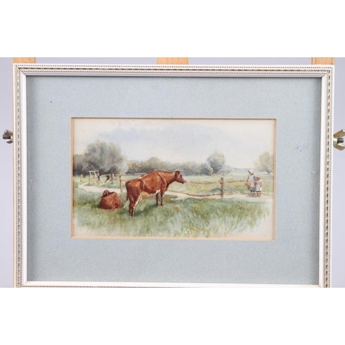 503 - Walter Bothams: two watercolour landscapes, lambs in the field at Hambleden, 14