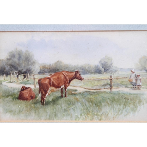 503 - Walter Bothams: two watercolour landscapes, lambs in the field at Hambleden, 14