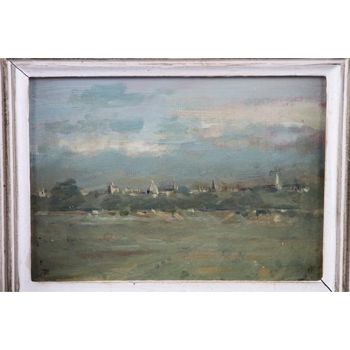 521 - Tom Coates RBA ROI ARWS: oil on canvas faced board, view of Oxford, 6