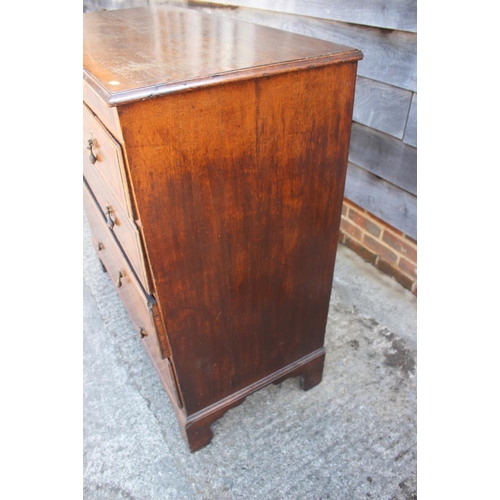 544 - A late 18th century provincial oak and mahogany banded chest of two short and three long graduated d... 