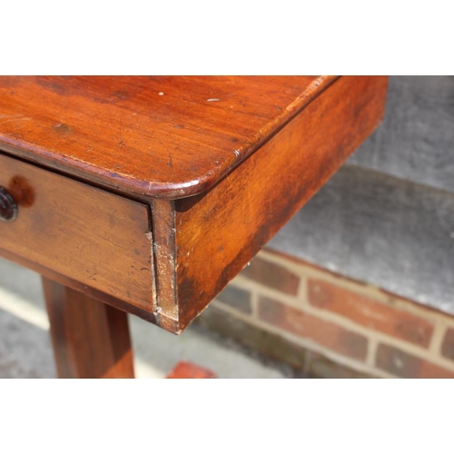 548 - A late 19th century mahogany side table, fitted one drawer, on octagonal faceted column triform base... 